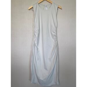 CRZ YOGA Butterluxe Sleeveless Ruched Midi Bodycon Dress SZ L Milky White